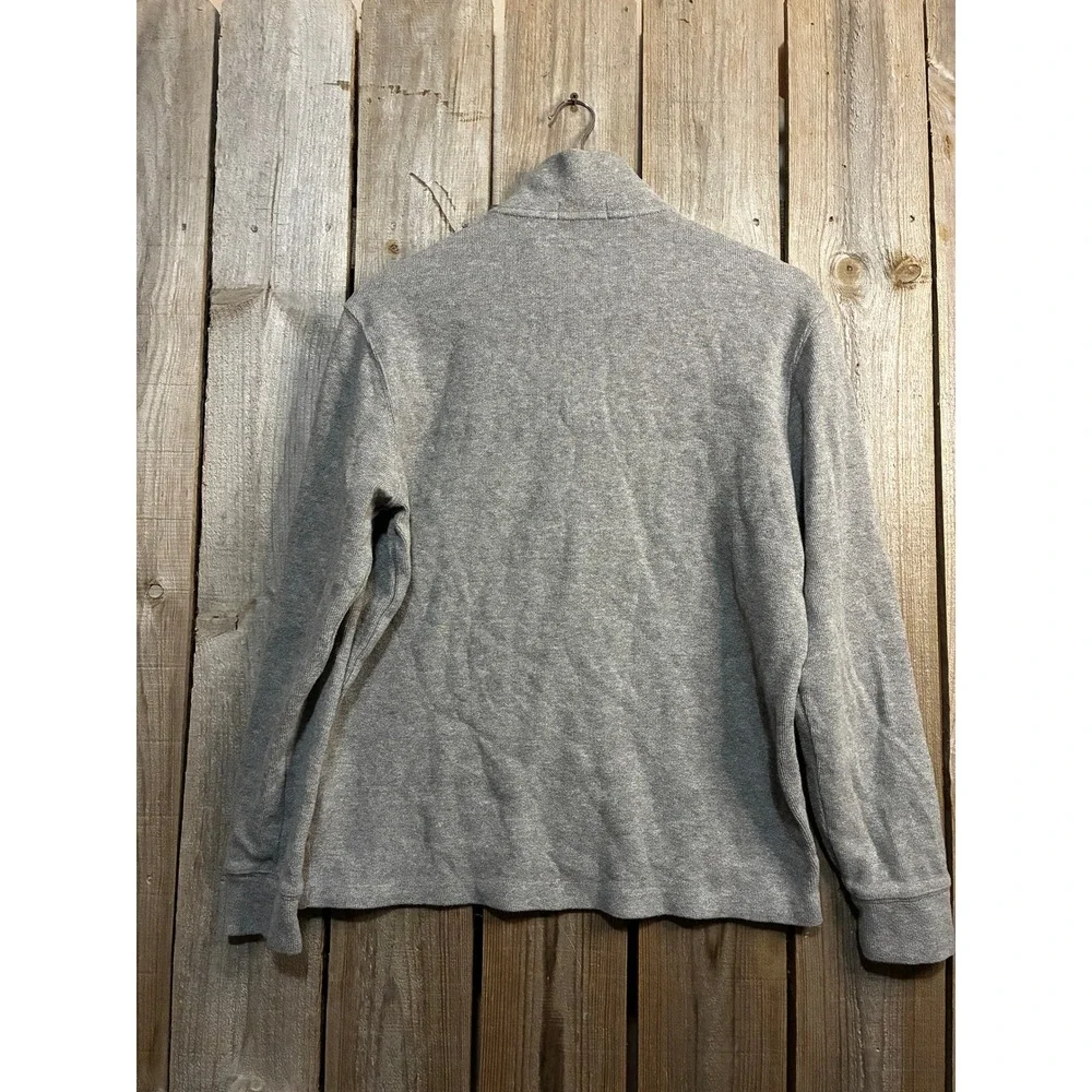 Polo Ralph Lauren Mens Heather Grey Quarter Zip Cotton Pullover Sweater Medium